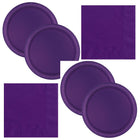 Deep Purple Solid Dinner Plates and Napkins Set for 32 Guests - set overview