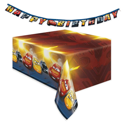 Disney Cars Birthday Banner and Tablecloth Set - coordinated party set