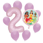 Disney Princess 2nd birthday set main: number 2 foil, themed foil and 8 matching latex balloons