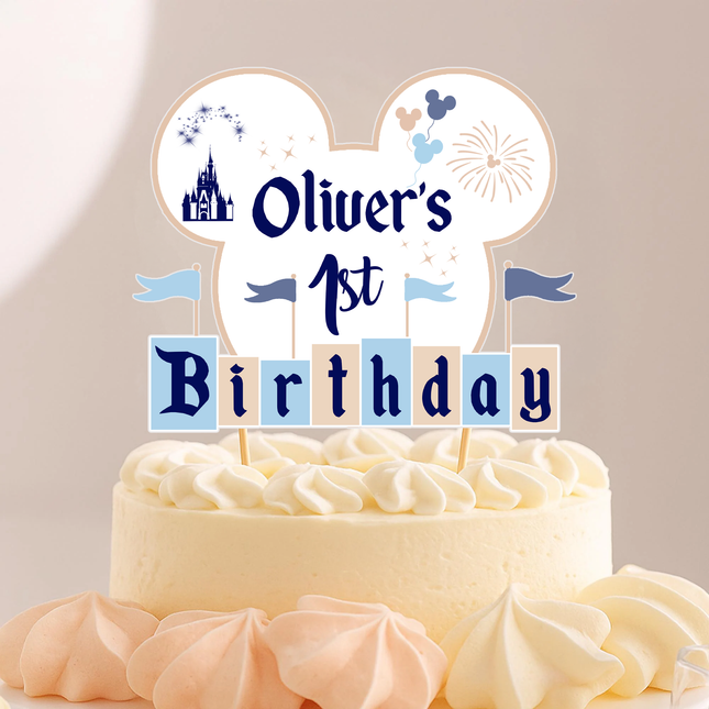 Disneyland for Boy Custom Cardstock Cake Topper 7"