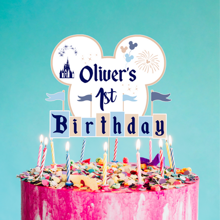 Disneyland for Boy Custom Cardstock Cake Topper 7"