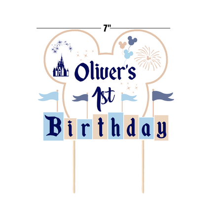 Disneyland for Boy Custom Cardstock Cake Topper 7"