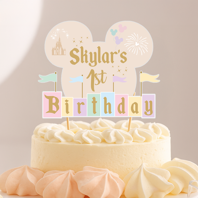 Disneyland Custom CardStock Cake Topper 7"