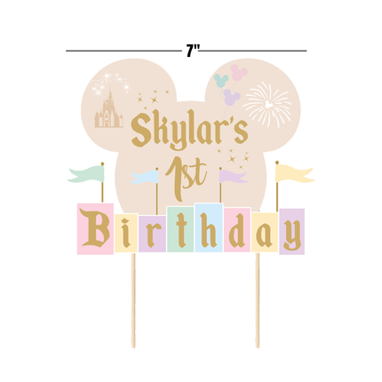Disneyland Custom CardStock Cake Topper 7"