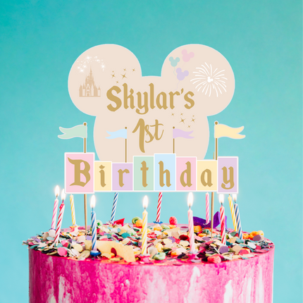 Disneyland Custom CardStock Cake Topper 7"