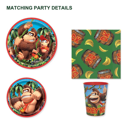 Donkey Kong Birthday Tableware Set with Cups for 16 Guests - details