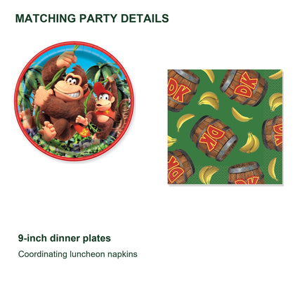 Donkey Kong Dinner Plates and Napkins Set for 16 Guests - details