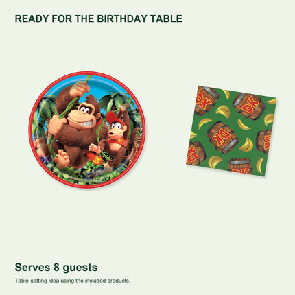 Donkey Kong Dinner Plates and Napkins Set for 8 Guests - table