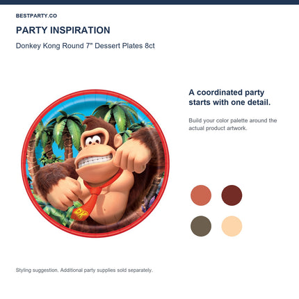 Donkey Kong Round 7" Dessert Plates 8ct — color coordination idea