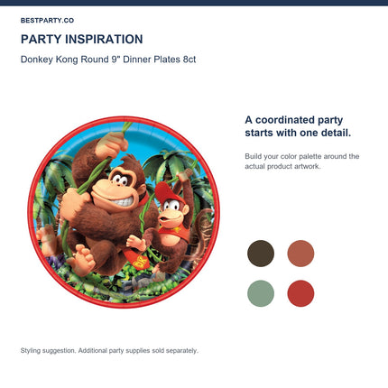 Donkey Kong Round 9" Dinner Plates 8ct — color coordination idea