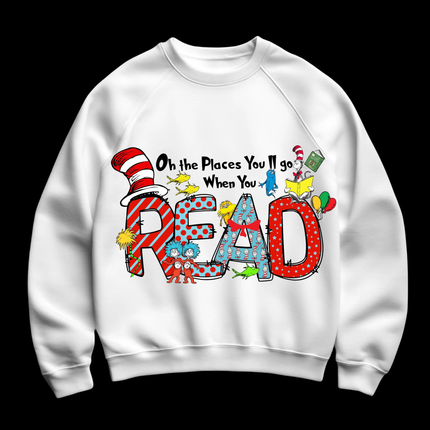 Dr Seuss Oh The Places You'll Go When You Read Svg Png - Digital Download