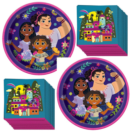 Encanto Dinner Plates and Napkins Set for 16 Guests - set overview