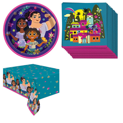 Encanto Plates, Napkins and Tablecloth Set for 16 Guests - set overview