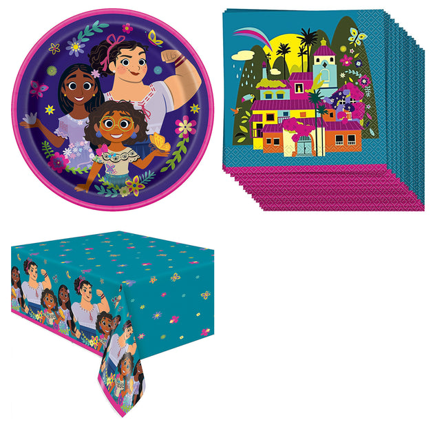 Encanto Plates, Napkins and Tablecloth Set for 16 Guests - set overview
