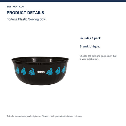 Fortnite Plastic Serving Bowl — size and pack information