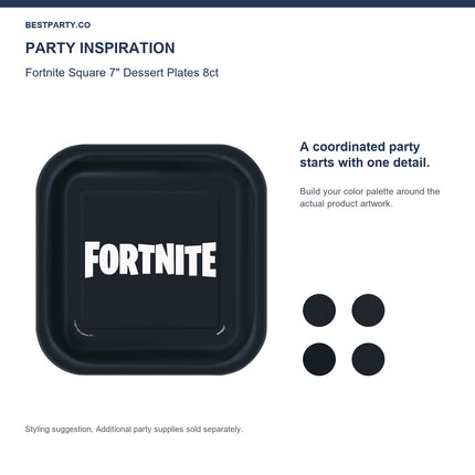 Fortnite Square 7" Dessert Plates 8ct — color coordination idea