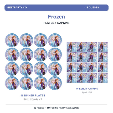Frozen set with 16 nine-inch dinner plates and 16 luncheon napkins