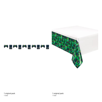 Gamer Banner and Tablecloth Decoration Set - included packs and quantities