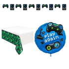 Gamer Banner, Tablecloth and Foil Balloon Set - set overview