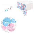 Gender Reveal Banner, Tablecloth and Foil Balloon Set - set overview