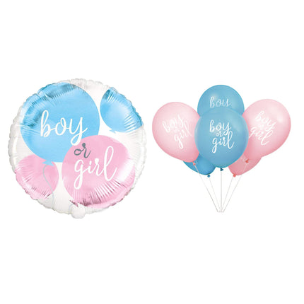 Gender Reveal Foil and Latex Balloon Bundle - set overview