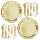 Gold Metallic Dinner Plates and Napkins Set for 32 Guests - set overview