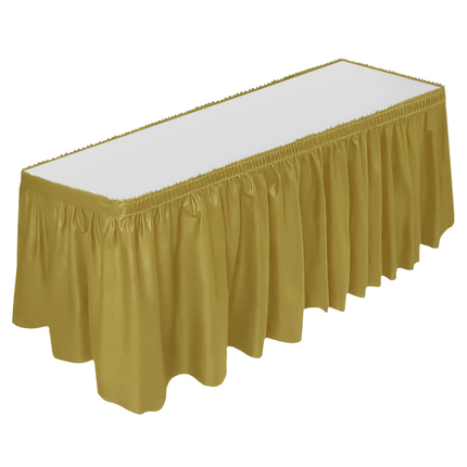 Gold Solid Plastic Table Skirt, 29" x 14 ft