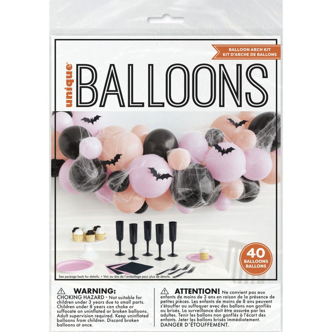 Halloween Balloon Arch Kit, Orange Pink & Black, 40 Pieces