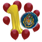Harry Potter 1st birthday set main: number 1 foil, themed foil and 8 matching latex balloons