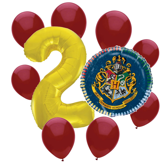 Harry Potter 2nd birthday set main: number 2 foil, themed foil and 8 matching latex balloons