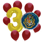 Harry Potter 3rd birthday set main: number 3 foil, themed foil and 8 matching latex balloons