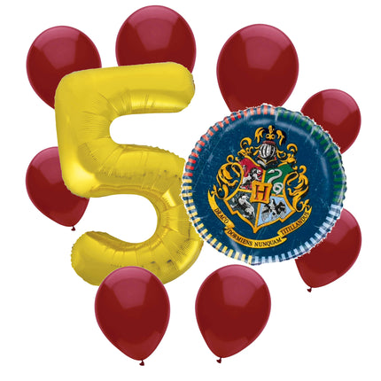Harry Potter 5th birthday set main: number 5 foil, themed foil and 8 matching latex balloons