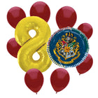Harry Potter 8th birthday set main: number 8 foil, themed foil and 8 matching latex balloons