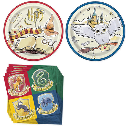 Harry Potter Dinner Plates, Dessert Plates and Napkins Set for 16 Guests - coordinated party set