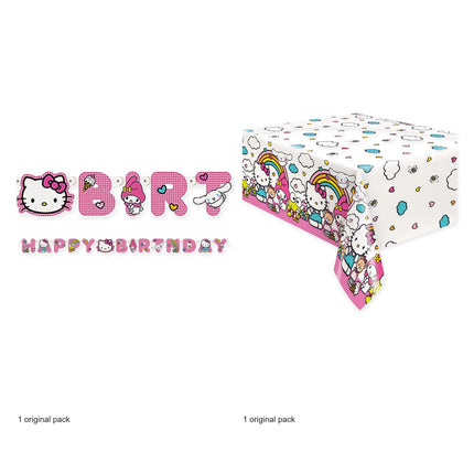 Hello Kitty Birthday Banner and Tablecloth Set - original package contents