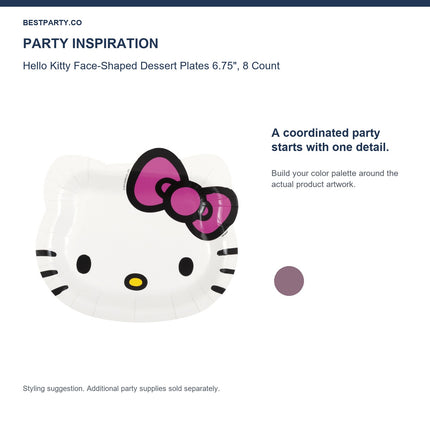 Hello Kitty Face-Shaped Dessert Plates 6.75", 8 Count — color coordination idea