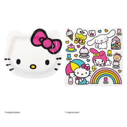 Hello Kitty Shaped Plates and Napkins Set for 16 Guests - original package contents