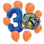 Hot Wheels 3rd birthday set main: number 3 foil, themed foil and 8 matching latex balloons