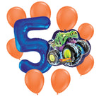 Hot Wheels 5th birthday set main: number 5 foil, themed foil and 8 matching latex balloons