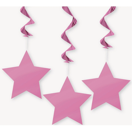 Hot Pink Solid Hanging Swirl Decorations, 26", 3ct