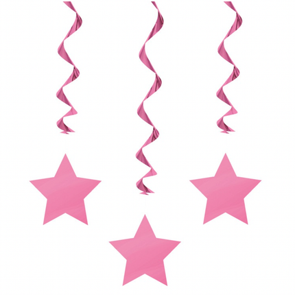 Hot Pink Solid Hanging Swirl Decorations, 26", 3ct