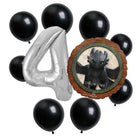 How to Train Your Dragon 4th birthday set main: number 4 foil, themed foil and 8 matching latex balloons