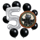 How to Train Your Dragon 5th birthday set main: number 5 foil, themed foil and 8 matching latex balloons