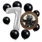 How to Train Your Dragon 7th birthday set main: number 7 foil, themed foil and 8 matching latex balloons