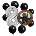 How to Train Your Dragon 8th birthday set main: number 8 foil, themed foil and 8 matching latex balloons