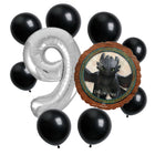 How to Train Your Dragon 9th birthday set main: number 9 foil, themed foil and 8 matching latex balloons
