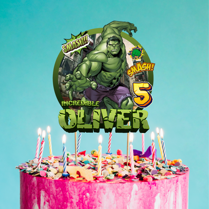 Hulk Birthday CardStock Cake Topper 7"
