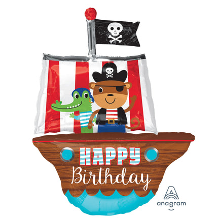 Ahoy Pirate Jumbo Happy Birthday Ship Balloon 34"