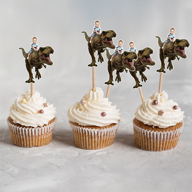 Jurassic Custom Face Cupcake Toppers for Birthdays 10 ct
