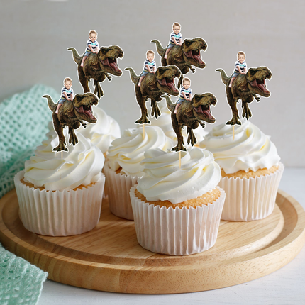 Jurassic Custom Face Cupcake Toppers for Birthdays 10 ct
